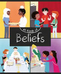 Cover image of book All Kinds of Beliefs by Anita Ganeri, illustrated by Ayesha Rubio and Jenny Palmer 